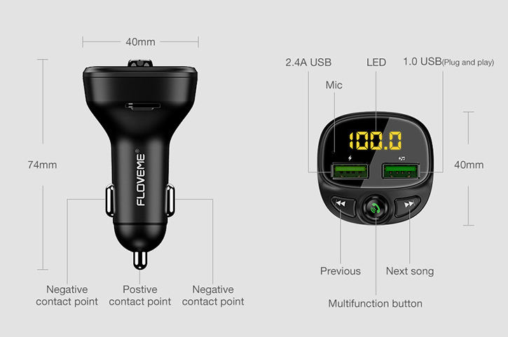 Cargador Bluetooth para Coche, Reproductor y Receptor