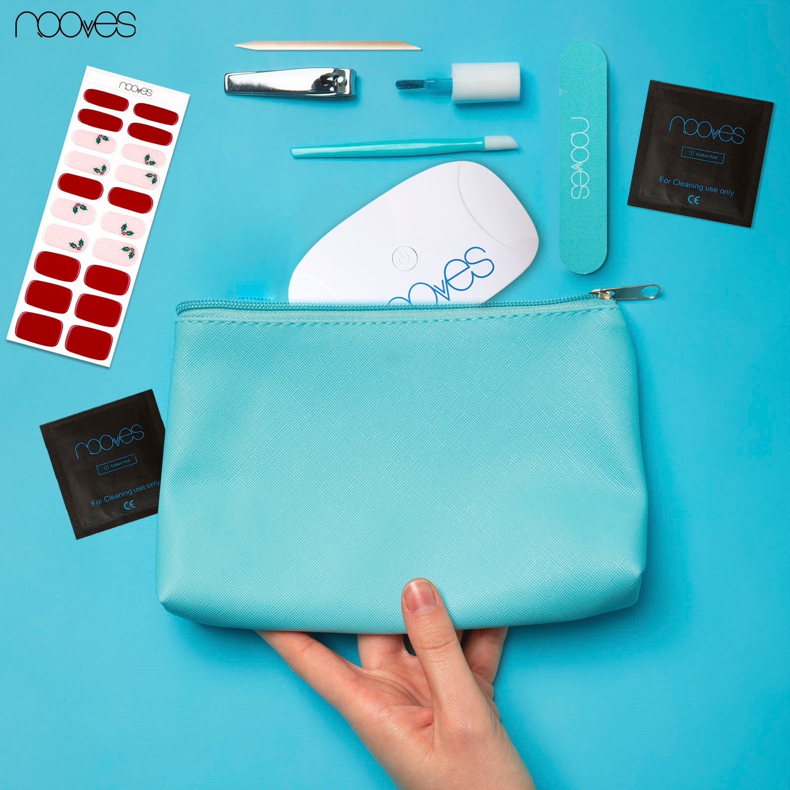 Pack Lámina de uñas de gel Premium precurado Nooves Diseños Navidad + Lámpara uñas UV/LED PORTÁTIL 8w-2